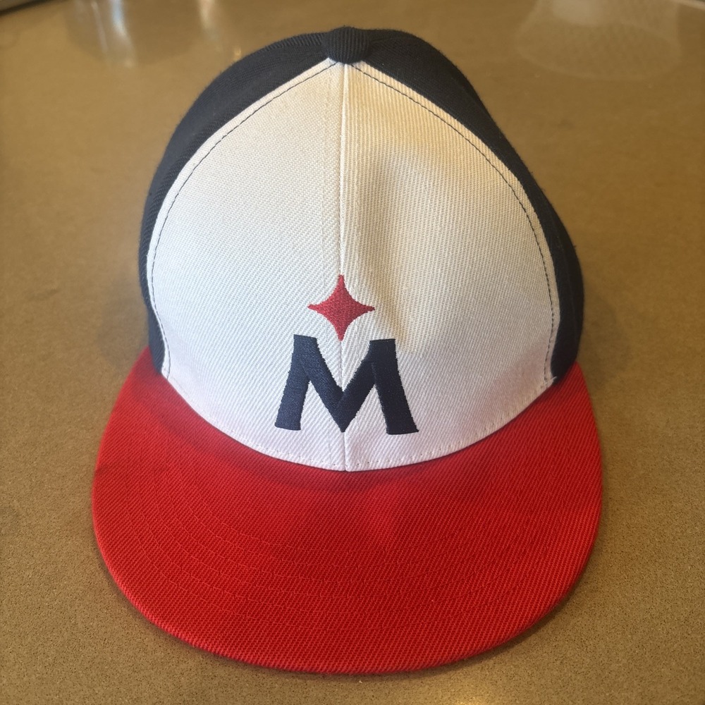 Caribou Coffee Hat Cap Red White Blue Logo Adjustable Snapback